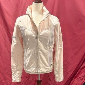 equestrian style jacket 
ruched side panels
